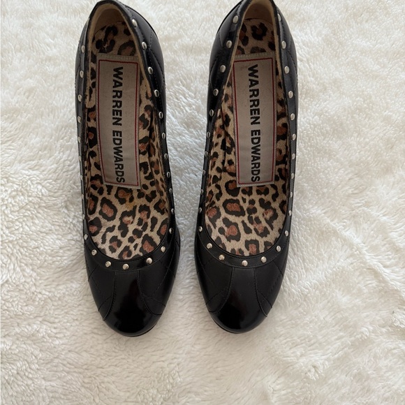 Warren Edwards Black Studded Women's Heels Size 7.5 - Picture 1 of 4